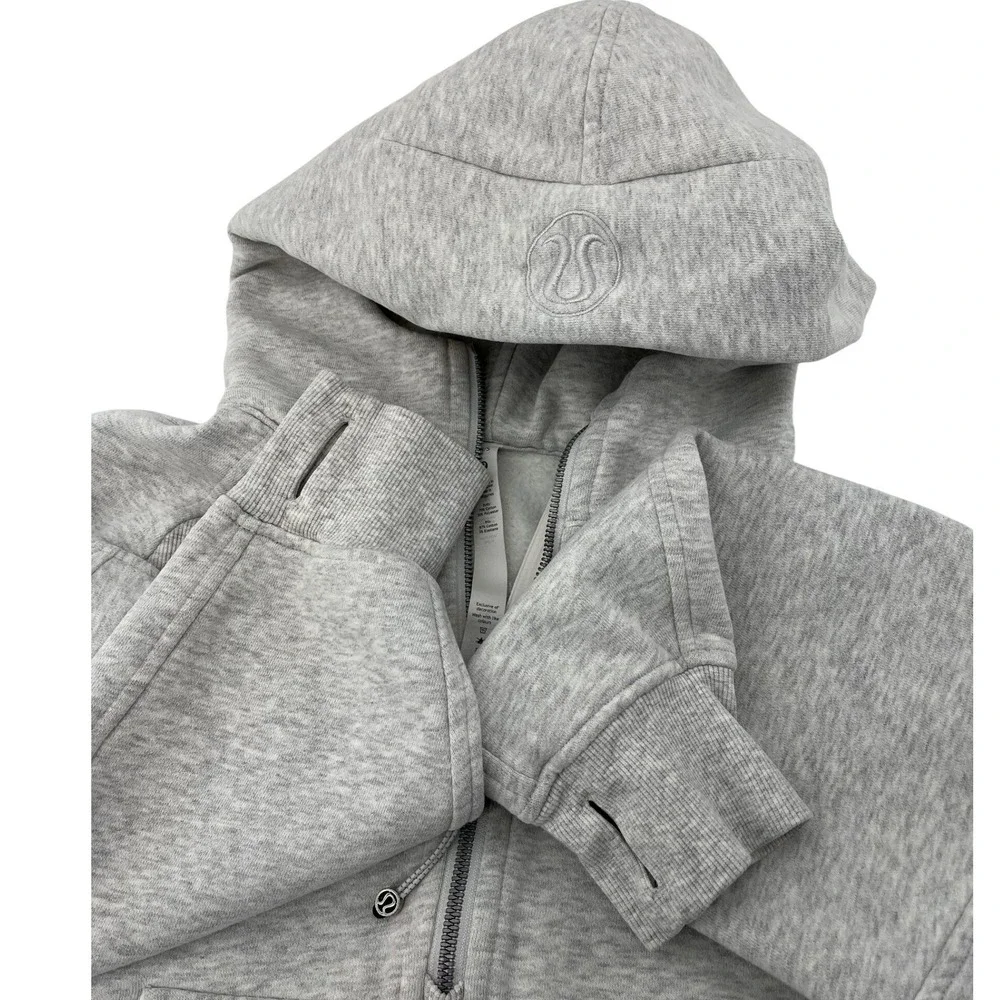 Lululemon Scuba Oversized Half Zip Hoodie Light Grey Cropped Thumbholes Sz XS/S - Picture 5 of 9